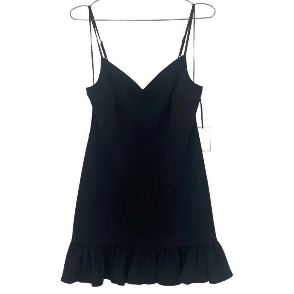 1.STATE Black Sugar Plum Dress Ruffle Hem Adjustable Straps NWT Size 10 - Picture 4 of 8